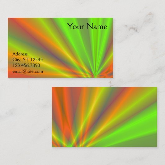 オレンジと緑のライトがフラクタルアートを表示 名刺 (正面/裏面)