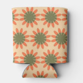 オレンジと緑のレトロの花模様 缶クーラー (裏面)