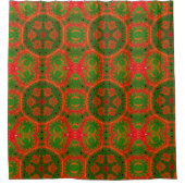 オレンジと緑の万華鏡のように千変万化するパターンシャワーカーテン シャワーカーテン (正面)