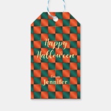 オレンジと緑の光沢のあるチェッカーボード