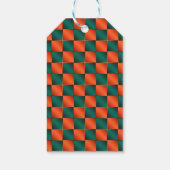 オレンジと緑の光沢のあるチェッカーボード ギフトタグ (裏面)