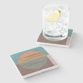 オレンジと緑の円 ストーンコースター (横)