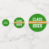 オレンジと緑の卒業式カスタムおめでとう コンフェッティ (正面)