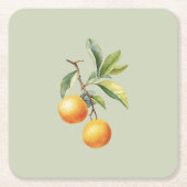 オレンジと緑の小さなかわいこちゃん赤ちゃんシャワー スクエアペーパーコースター (正面)