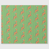 オレンジと緑の恐竜の誕生日パーティー動物 ラッピングペーパー (フラット)