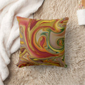 オレンジと緑の抽象デザイン クッション (ブランケット)
