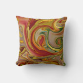 オレンジと緑の抽象デザイン クッション (正面)