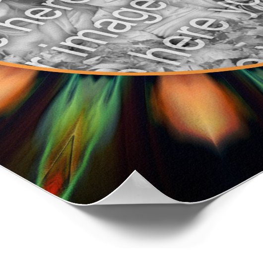 オレンジと緑の抽象芸術フレーム写真の追加 ポスター (角)