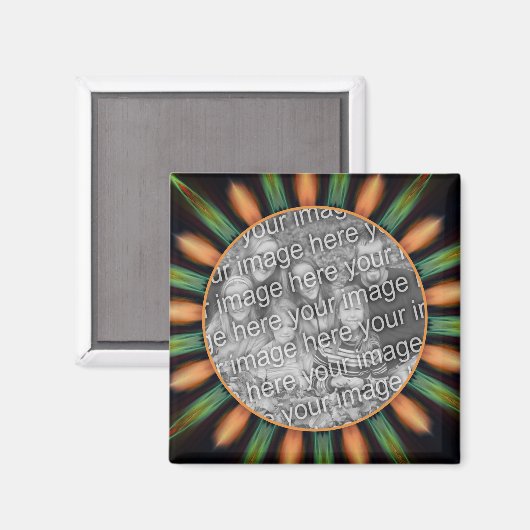 オレンジと緑の抽象芸術フレーム写真の追加 マグネット (正面/裏面)