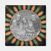 オレンジと緑の抽象芸術フレーム写真の追加 マグネット (正面)