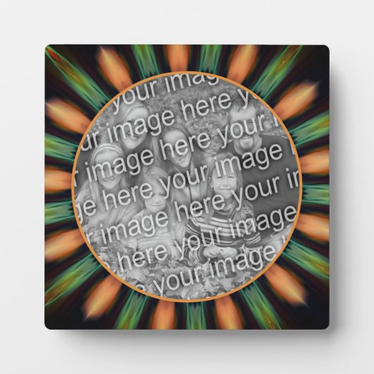 オレンジと緑の抽象芸術独自の写真を追加 フォトプラーク (正面)