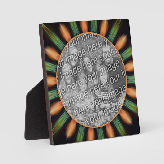 オレンジと緑の抽象芸術独自の写真を追加 フォトプラーク (正面)