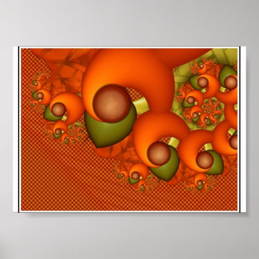 オレンジと緑の数値1 ポスター (正面)