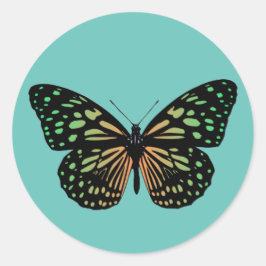 オレンジと緑の斑点の美しい蝶 ラウンドシール