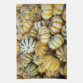 オレンジと緑の秋の収穫期の瓢箪 キッチンタオル (縦)