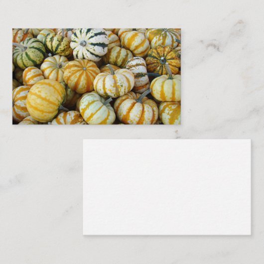 オレンジと緑の秋の収穫期の瓢箪 名刺 (正面/裏面)