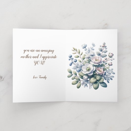 オレンジと緑の花と母の日 箔グリーティングカード (内側レイダウン)