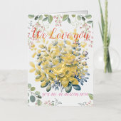 オレンジと緑の花と母の日 箔グリーティングカード (正面)