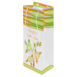 オレンジと緑の花の抱き枕 ワインギフトバッグ