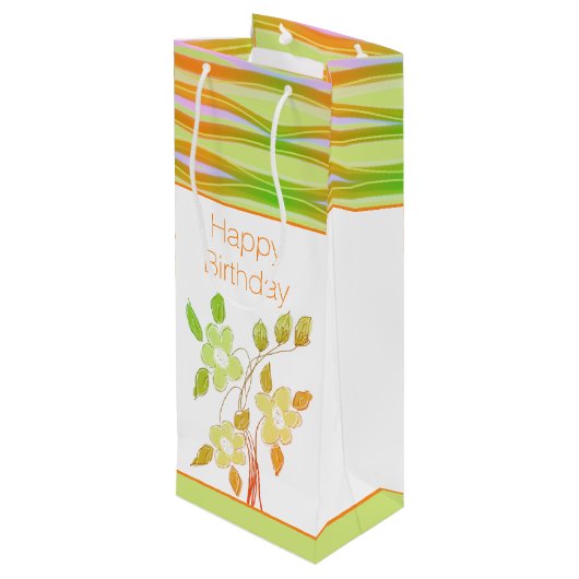 オレンジと緑の花の抱き枕 ワインギフトバッグ (裏面アングル)