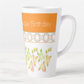 オレンジと緑の花の誕生日マグ カフェラテマグ (右)