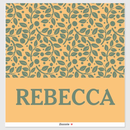 オレンジと緑の葉のパターンの荷物 シール (シート)