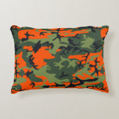 オレンジと緑の迷彩、軍隊、陸軍 アクセントクッション (正面)