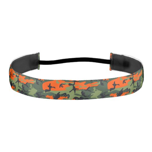 オレンジと緑の迷彩、軍隊、陸軍 アスレチックヘッドバンド (正面)