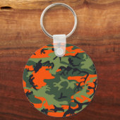 オレンジと緑の迷彩、軍隊、陸軍 キーホルダー (正面)