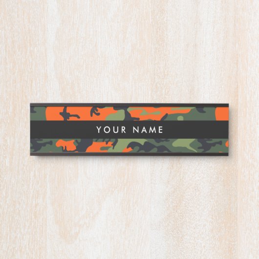 オレンジと緑の迷彩、軍隊、陸軍 サインプレート (正面)