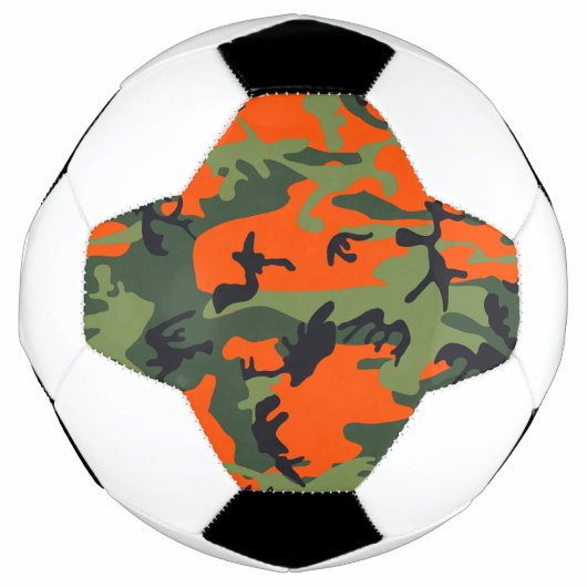 オレンジと緑の迷彩、軍隊、陸軍 サッカーボール (正面)