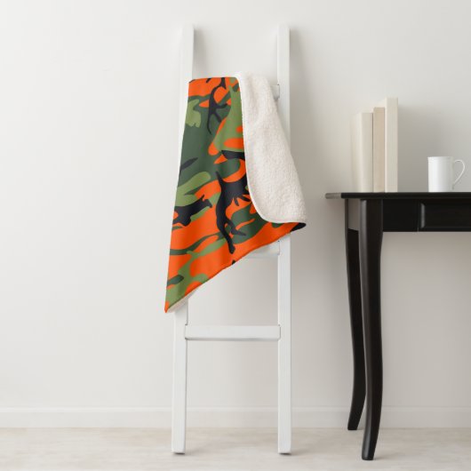 オレンジと緑の迷彩、軍隊、陸軍 シェルパブランケット (インサイチュ)