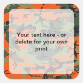 オレンジと緑の迷彩、軍隊、陸軍 スクエアシール (正面)