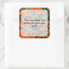 オレンジと緑の迷彩、軍隊、陸軍 スクエアシール