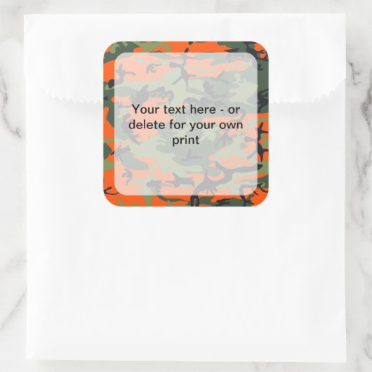 オレンジと緑の迷彩、軍隊、陸軍 スクエアシール (バッグ)