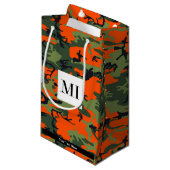 オレンジと緑の迷彩、軍隊、陸軍 スモールペーパーバッグ (正面アングル)
