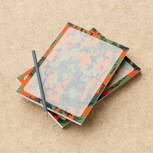 オレンジと緑の迷彩、軍隊、陸軍 ノートパッド