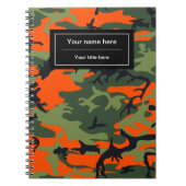 オレンジと緑の迷彩、軍隊、陸軍 ノートブック (正面)