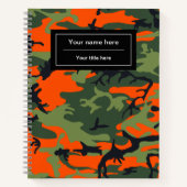 オレンジと緑の迷彩、軍隊、陸軍 ノートブック (正面)
