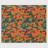 オレンジと緑の迷彩、軍隊、陸軍 ラッピングペーパー (フラット)