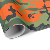 オレンジと緑の迷彩、軍隊、陸軍 ラッピングペーパー (ロールコーナー)