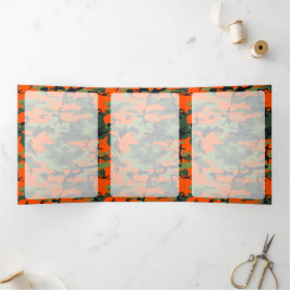 オレンジと緑の迷彩、軍隊、陸軍 三つ折りカード