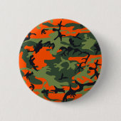 オレンジと緑の迷彩、軍隊、陸軍 缶バッジ (正面)