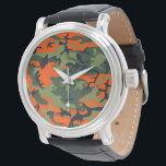 オレンジと緑の迷彩、軍隊、陸軍 腕時計<br><div class="desc">オレンジエレガント色とグリーン色の洗練されたカモフラージュのパターン。トレンディーモダンギフト、あなたの人生の軍隊愛好家に最適。</div>