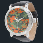 オレンジと緑の迷彩、軍隊、陸軍 腕時計<br><div class="desc">オレンジエレガント色とグリーン色の洗練されたカモフラージュのパターン。トレンディーモダンギフト、あなたの人生の軍隊愛好家に最適。</div>