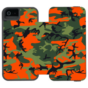 オレンジと緑の迷彩、軍隊、陸軍 iPhone SE/5/5sウォレットケース