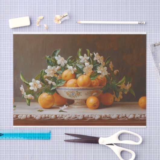 オレンジと花がまだ絵画生きるの切り離し 薄葉紙 (クラフト)