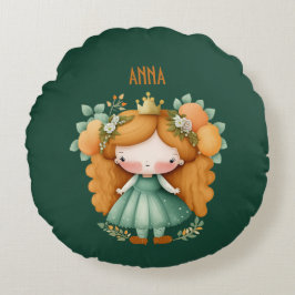 オレンジと花のプリンセス ラウンドクッション