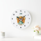 オレンジと花のプリンセス ラージ壁時計 (ホーム)