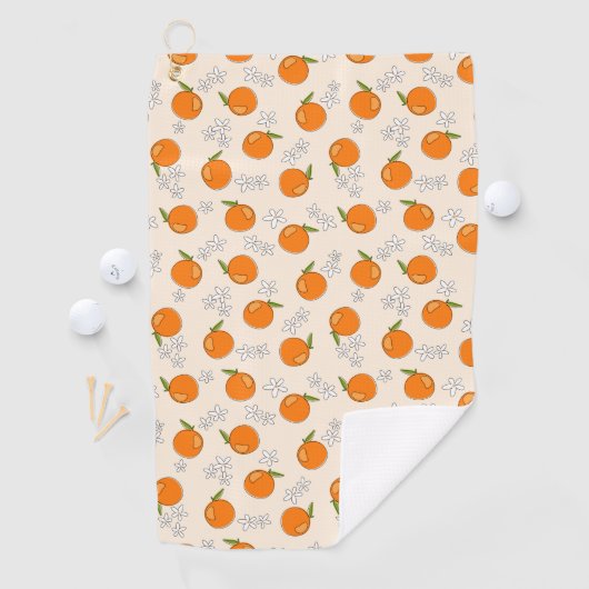 オレンジと花の模様 ゴルフタオル (インサイチュ)